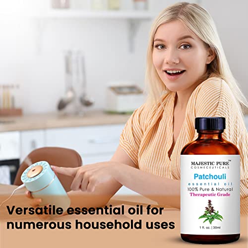 Majestic Pure Patchouli Essential Oil, Therapeutic Grade, Pure And Natural, For Aromatherapy, Massage, Topical & Household Uses, 1 Fl Oz #TOP3