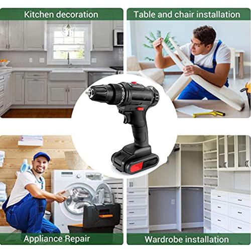 lxiluv Akku-bohrschrauber-Set, 36-v-akku-bohrschrauber Mit Akku Und Ladegerät, 25-Gang-drehmomenteinstellung, Doppelgeschwindigkeit, Bohrschrauber Zum Bohren Von Holz Metall,2batteries – Bild 3