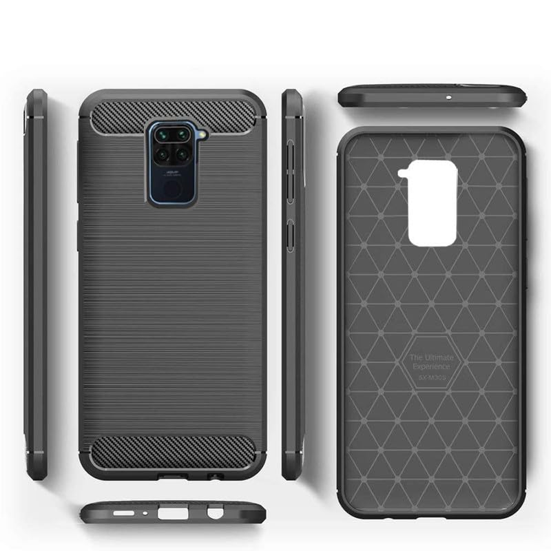 Image of Hybrid Carbon Fiber Back Case for Mi Redmi Note 9 (Black)