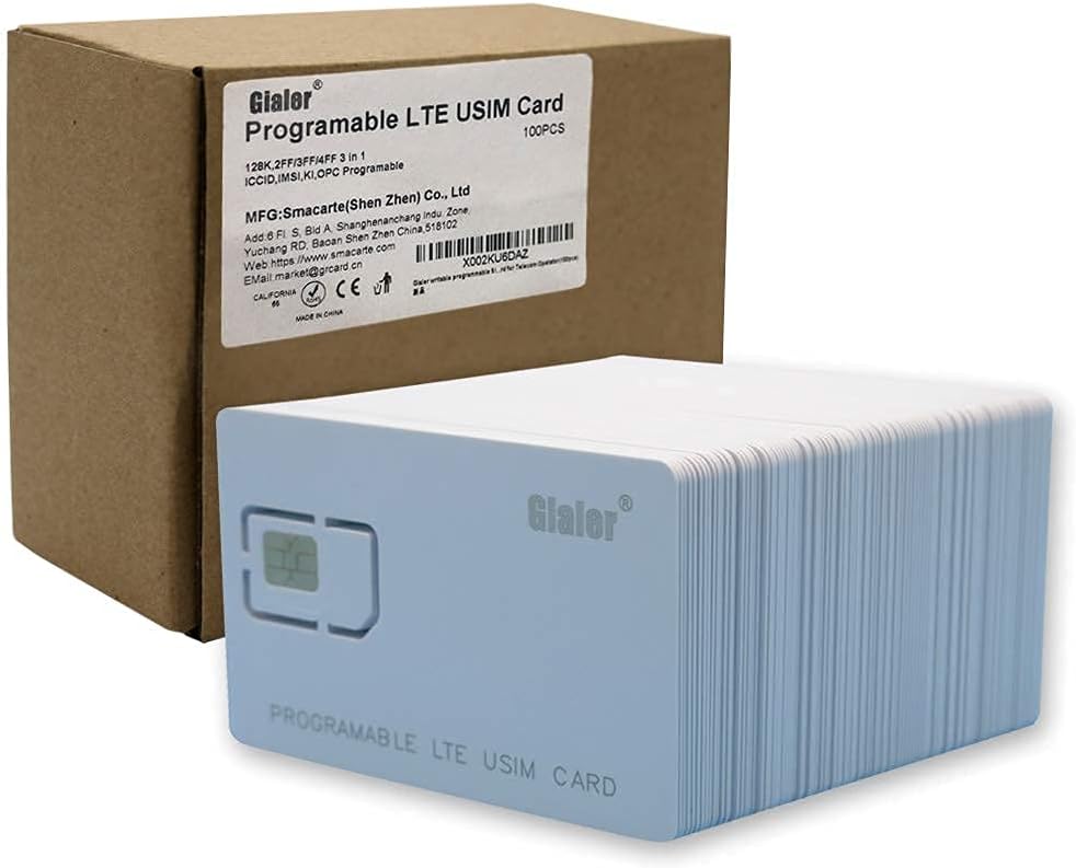 100PCS Writable Programmable SIM Card 4G LTE WCDMA GSM Nano Micro 2FF 3FF 4FF Blank USIM Card for Telecom Operator (100pcs)
