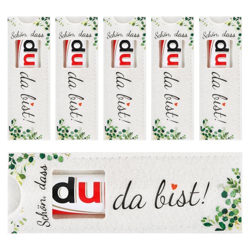 Schön Dass Du Da Bist 20 Stück Schokolade Geschenke Weiß Hülle Filz Blattmuster Hülle Filz Filzhülle für schokolade ohne Schokolade für Hochzeitsgeschenke Weihnachten Team Geschenke