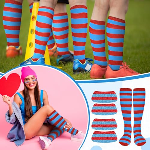 Image of Panitay 2 /12 /16 /24 Pairs Softball Soccer Socks Glitter Eye Black Stickers Team Spirit Accessories for Youth Women Sport Wear