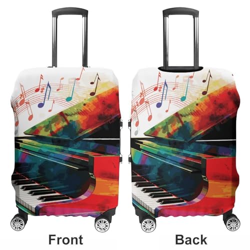 Colorful Piano Keyboard Music Printed Luggage Cover Protector, Fits 18-32 Inch Luggage3