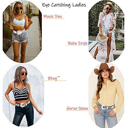 Unfader Bling Rhinestone Belts For Women, Fashion Cowgirl Western Studded Belts For Jeans Pants #TOP4