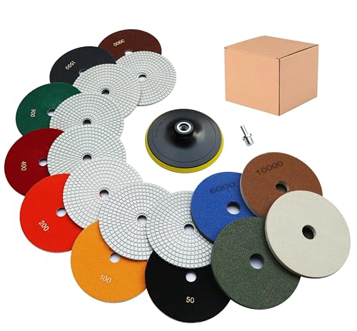 Image of 6 Inch Diamond Polishing Pads 11 PCS Wet /Dry 50-10000 Grit
