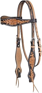 Tough1 Flared Two Tone Floral Cowhide Headstall