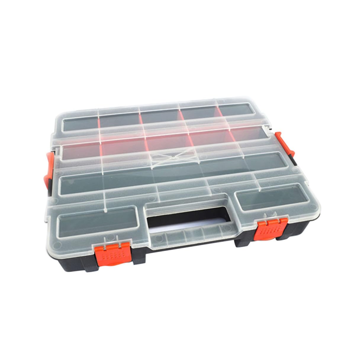 Caja Plástica Organizadora para Componentes y Tornillos con Tapa Divisores Extraíbles y Asa Ergonómica Resistente Impactos para Almacenamiento Portátil y Clasificación