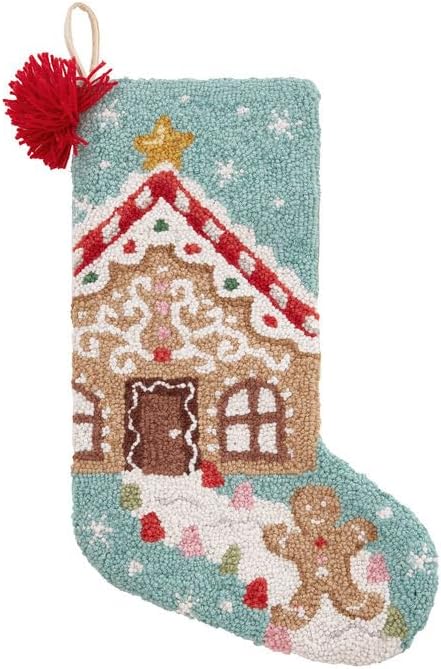 Peking Handicraft Gingerbread with Tassel Hook Stocking, 20-Inch, Multicolor