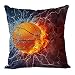 Gearsly Funda de Cojín Fuego Agua Baloncesto Rayo Funda de Almohada de Lino Cuadrada Estándar Decorativa para el Hogar Sofá para Hombres Mujeres Funda de Almohada 18x18Inch