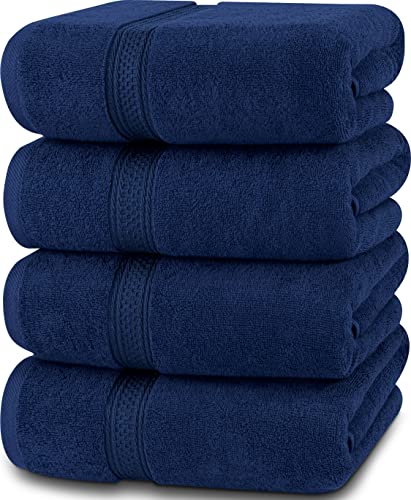 Utopia Towels 4 Pack Premium Bath Towels Set, 27 by 54 Inches, 100% Ring Spun Cotton 600GSM, Lightweight and Highly Absorbent Quick Drying Towels, Perfect for Daily Use, Navy