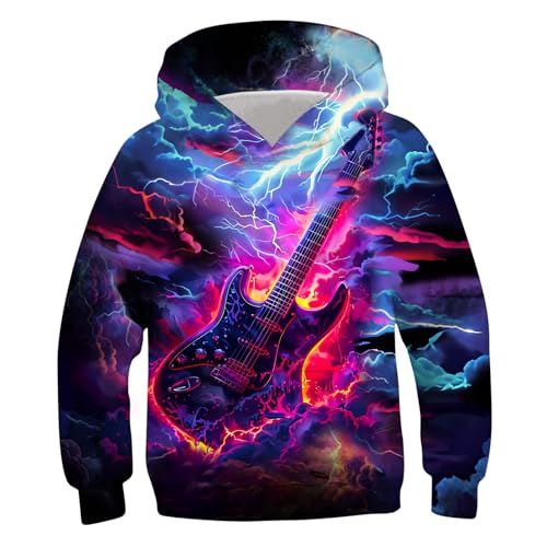 Image of Belovecol Boys Hoodies 3D Printed Hooded Sweatshirts with Pocket for 6-16Y | Pullover Hooded Style Pattern All-over Printed Long Sleeve Non-Fleece Soft Lightweight Tops for Kids