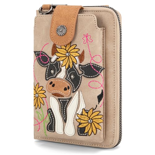 Image of Montana West Western Crossbody Phone Wallet for Women RFID Blocking Wallet Purse with Cash Slots & Zipper Pocket