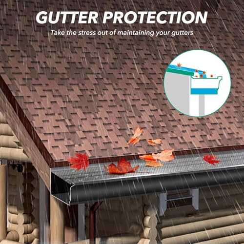 Image of Gutter Guard,5 inch Aluminum Leaf Filter Gutter Cover,25 PCS Total Length 100FT,Raptor Gutter Guards,Easy DIY Leaf Guards for Gutters Fits Any Roof or Gutter Type