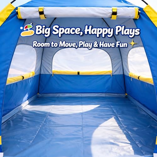Image of Baby Beach Tent Pop Up Sun Shelter with UPF 50+ UV Protection, Silver-Coated Interior, Breathable Mesh Ventilation, Easy Setup, Wind-Stable Beach Shade for Infants & Toddlers