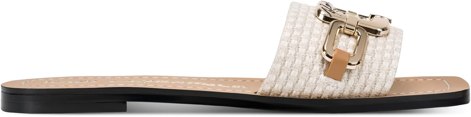 KARL LAGERFELD womens Marzella Flat Sandal With Chain Details