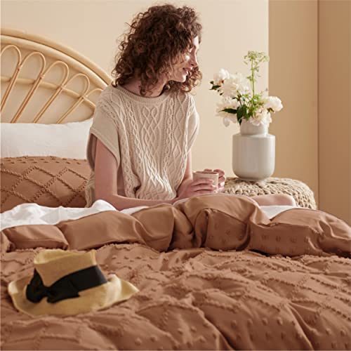 Bedsure Duvet Cover King Size - King Duvet Cover Set, King Boho Bedding For All Seasons, 3 Pieces Embroidery Shabby Chic Home Bedding Duvet Cover (Pumpkin, King, 104X90) #TOP4