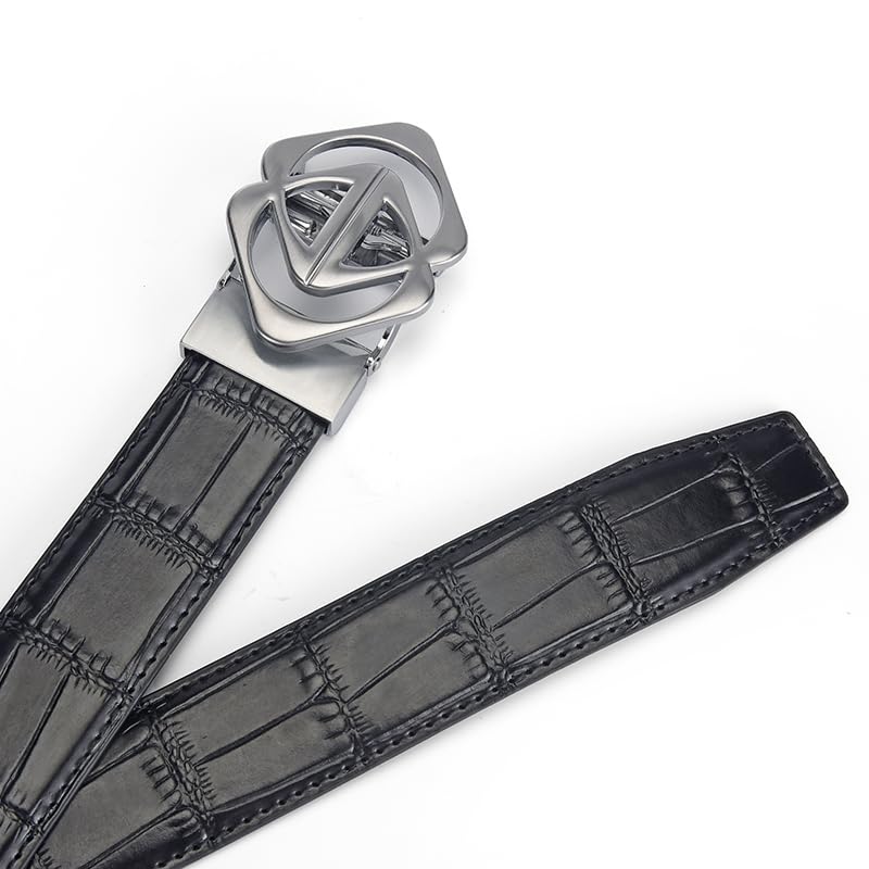 Image of Mens Black Belt Leather Ratchet Belts for Men Adjustable Men's Belts for Dress Casual with Gift Box, Trim to Fit