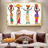 item shape: Rettangolare Yishui Art African Wall Art Black Woman Stampe su tela Etnico Contemporaneo Modern Ladies Grandi Quadri Astratti Colorati Dipinti 70x100cm (28x39in) con cornice