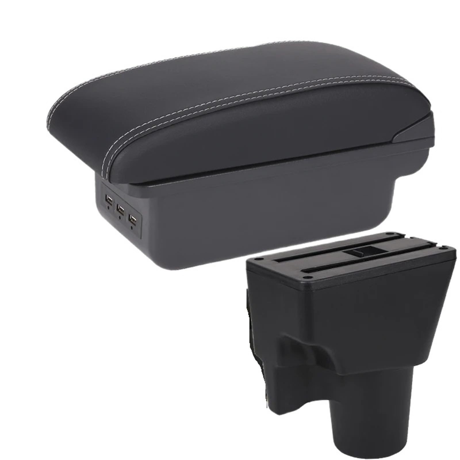 NOKRGQW Car Armrest Box For Kia For Picanto 3X-Line Car Armrest Interior Details Retrofit Parts Car Accessories Storage Box(B3 Black white 3USB)