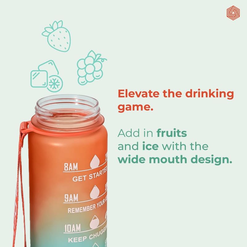 Image of CASPIAN / / / Water Bottles Sipper Bottle For Adults, Kids,Unbreakable Motivational Water Bottle Time Mark Sipper With Straw & Time For Gym Office School Home Water Bottle for Kids - Tiranga