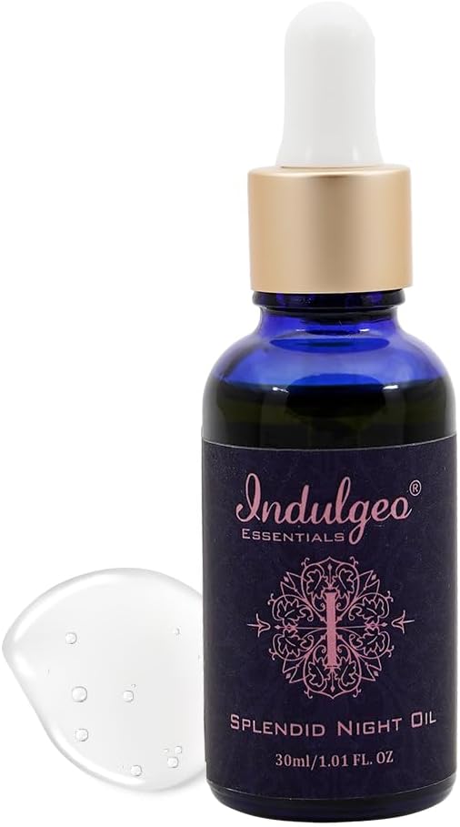 Indulgeo Essentials Splendid Night Oil - For Face Anti Pigmentation (30 mL) | Anti-Aging, Night Beauty Skincare, Brightening & Tan Removal, For Dull, Pigmented, Damaged Skin| For All Skin Types | Ylang Ylang Oil,100% Organic
