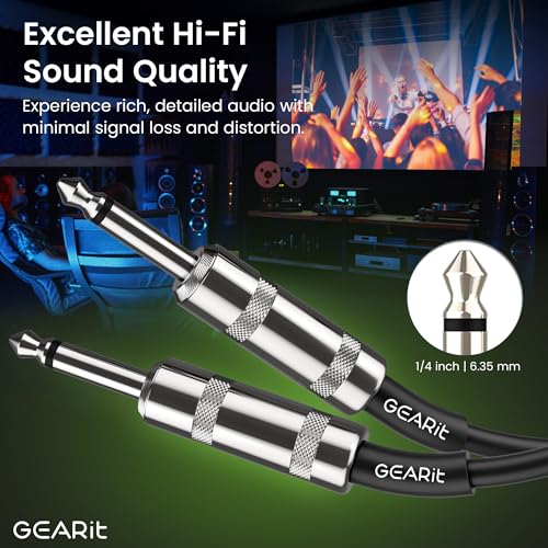 gearit professional speaker cable 15ft 12awg pure copper 14 inch to 14 inch ts straight male to male for amplifier speaker cabinet pa and dj audio