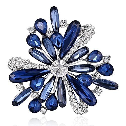 Image of Merdia Vintage Created Crystal Flower Brooch Pins for Women | Vintage Pins Dress Brooch | Flower Pins for Clothes | Fashion Pins | Women's Jewelry | Ladies Pins and Brooches