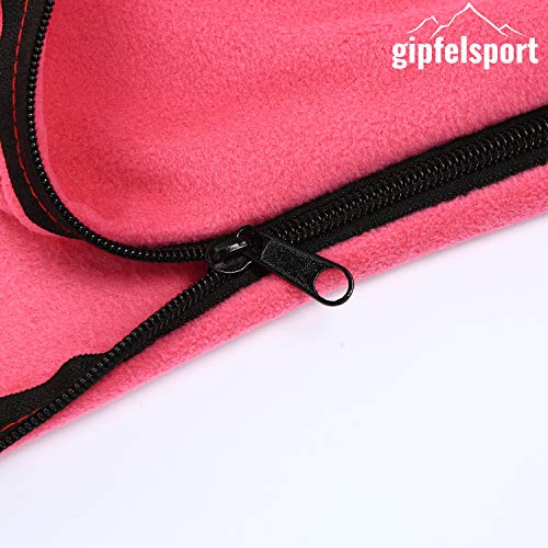 gipfelsport Mikrofaser Fleece Decke mit Schlafsackfunktion I Größe 185 x 150cm, 690 g I Microfaser Camping Deckenschlafsack I Fuchsia