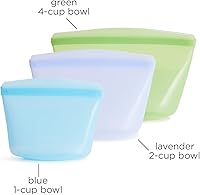 Vista 5 de Bolsas de almacenamiento de alimentos reutilizables de silicona premium Stasher, paquete de 3 unidades, multiusos, bolsas de almacenamiento