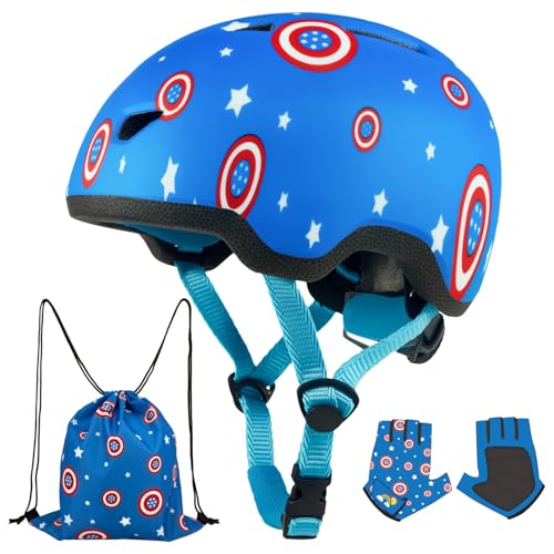 Image of Toddler Bike Helmet with Gloves and Backpack Set, 3 Sizes for Baby Infant to Kids Ages 1-3 3-5 5-8+, Adjustable Boys Girls Bike Helmet for Bicycle /Scooter /Skateboard /Roller Skate