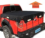 Coverify 2022 Upgraded Truck Bed Cover for Ford F150/F250 Silverado/Sierra Ram Tundra Long Bed (8′ Box), Truck Bed Tarp Cover with Bungee Belts, Black 600D Waterproof Oxford Cargo Tarp Cover