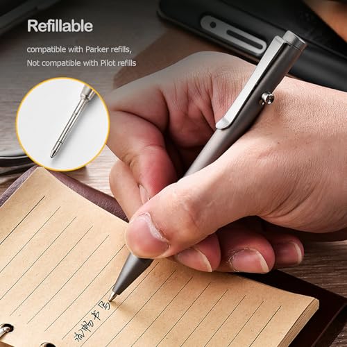 Stylo rétractable compatible recharge Parker léger en titane