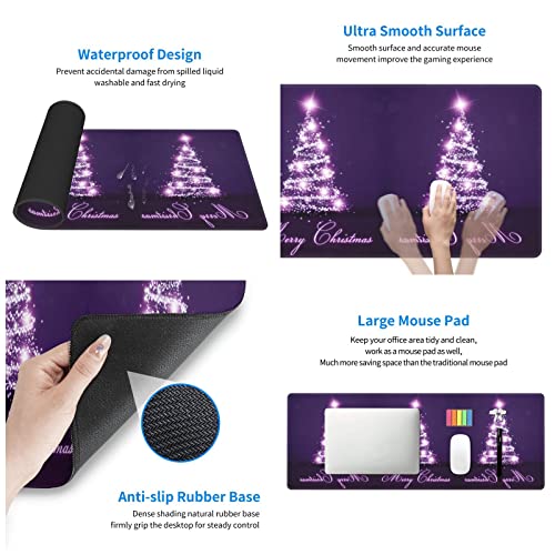 Tapis de souris imperméable violet grand format anti-effilochage et base caoutchouc - 3