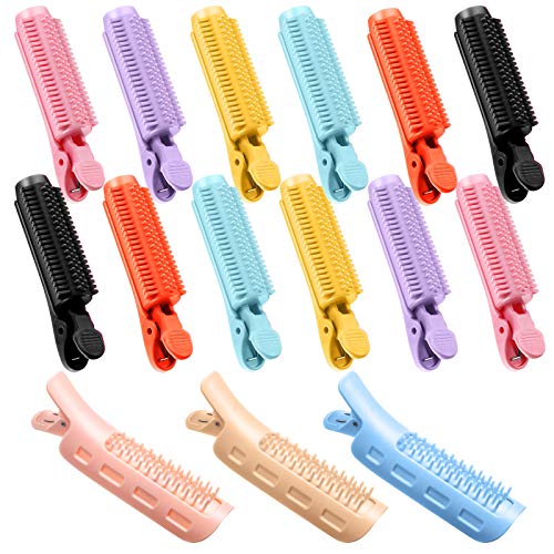 15 Pieces Fluffy Hairstyling Clip, Volumizing Hair Root and End Clip Self Grip Root Hair Clip Naturally Fluffy Hair Styling Tool DIY Hair Curler Fluffy Clamps Rollers with Anti-static Rat Tail Comb