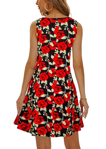 Image of Summer Dresses for Women 2026 Casual Sundresses Beach Cover Ups Sleeveless Tshirt Swing Dress with Pockets