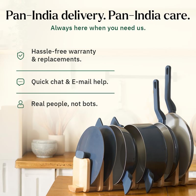 Image of Ember Cookware Arcilla Ceramic Frying Pan 24cm | Non Stick Cookware | Non Toxic Pan | ISI Certified | Ceramic Fry Pan for Cooking | PFAS & PTFE Free | 5-Year Warranty | Grey