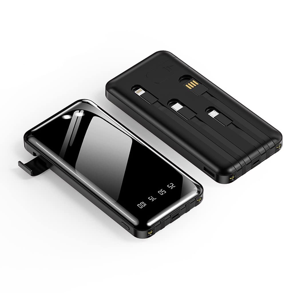 Cargador portátil 10000 mAh contra batería baja con cuatro cables y soporte