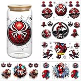 5 Sheets UV DTF Cup Wraps for 16oz Cup, Waterproof Tumbler Decal Stickers for Glass Cups, DIY Heat Transfer Vinyl Stickers for Cups