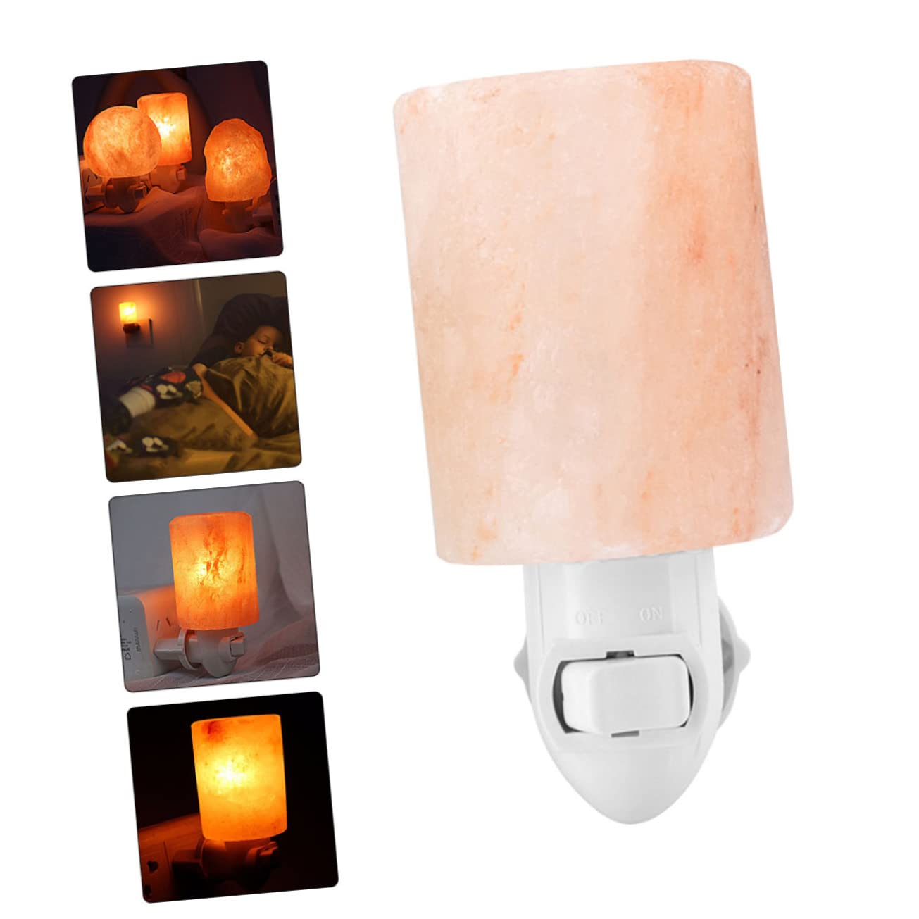 HOMSFOU 2piezas Lámpara De Sal De Cristal Led Cilíndrica Para Mesita De Noche Luz Decorativa De Sal Diseño Artesanal Para Crear Románticos El Hogar