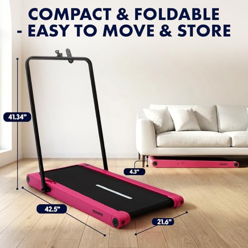 Image of Squatz 2‑in‑1 Walking Pad Treadmill with Handlebar & Vibration Plates - Compact Walking Pad with LED Display, Device Holder, Quiet 1.0HP Motor & Remote for Home or Office Fitness