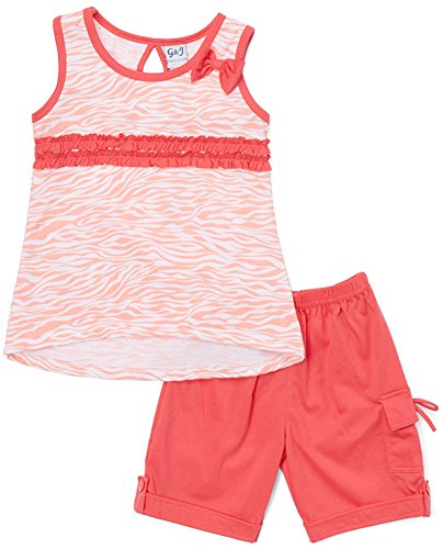 Image of ToBeInStyle Girl's Two Piece Summer Set Cute Tee Top and Matching Shorts Adorable Outfit