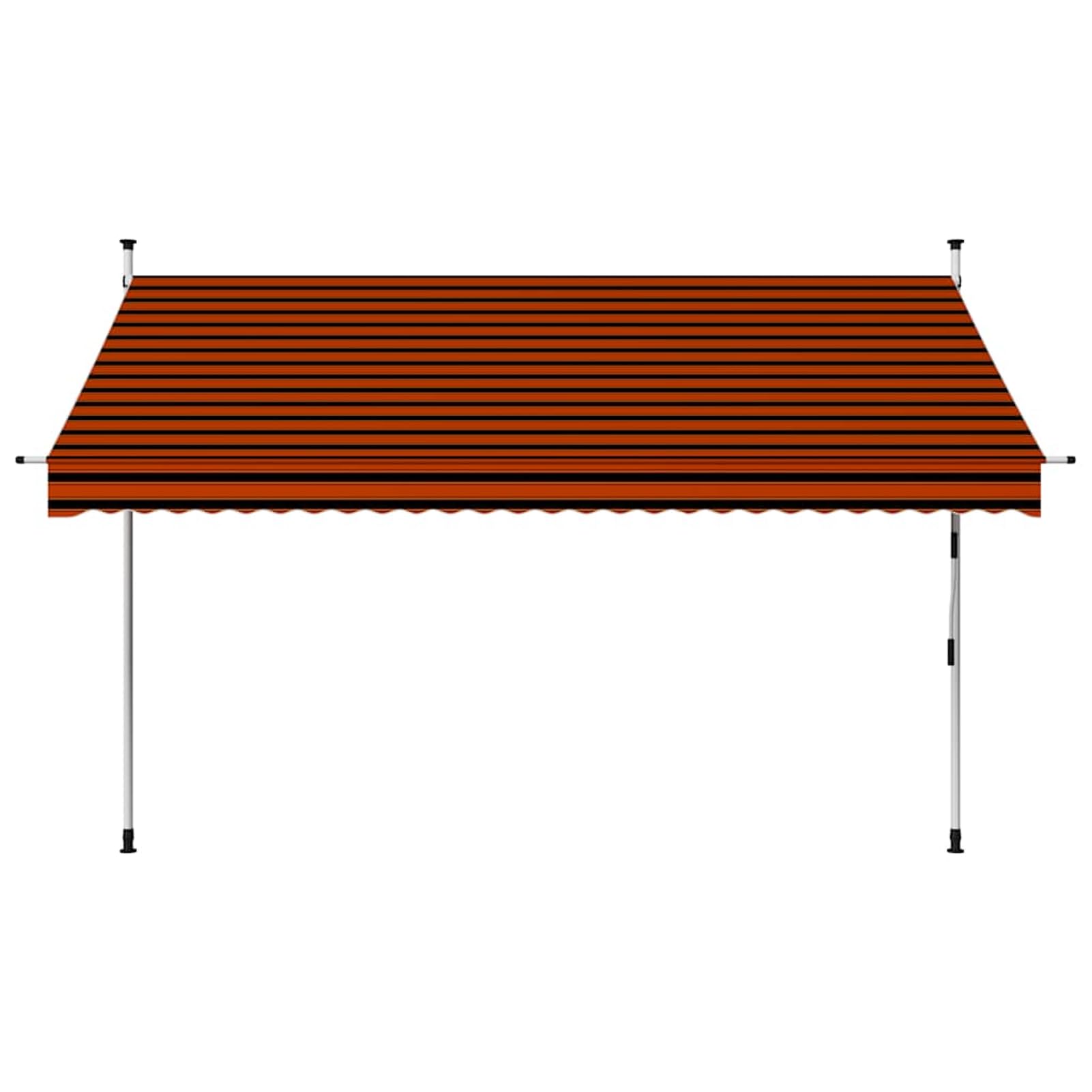 Wysuwana markiza balkonowa, obsługiwana ręcznie, 300 cm, pomarańczowa i brązowa, bez wiercenia, z korbą ręczną, aluminiowa markiza odporna na promieniowanie UV, regulacja wysokości i działanie