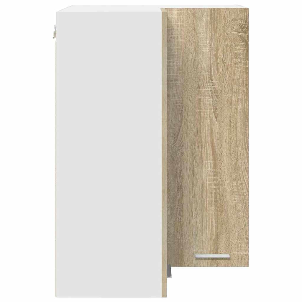 vidaXL Hängeschrank mit Speicher Sonoma-Eiche und Weiß 57 x 57 x 80 cm, Moderne Küchenschränke, rechteckig, viel Stauraum, langlebige Materialien, Coole Lösungen für Deine Wohnung