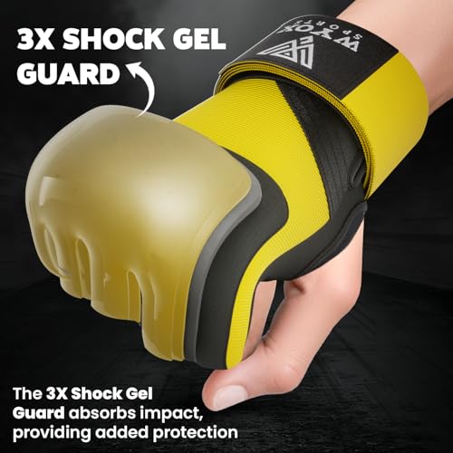 Image of WYOX Neoprene Gel Boxing Hand Wraps Inner Gloves for Men & Women - 80cm /31in Quick Wrist Strap, Padded Knuckle Protection, Fingerless MMA Muay Thai Kickboxing Wraps for Training & Martial Arts