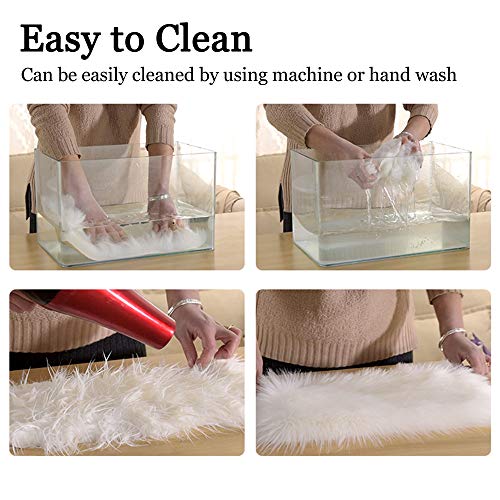 Ivon 15.5 Inches White Round Faux Fur Rug, Fluffy Rug Cushion For Chair, Background For Nail Desk Photos #TOP4