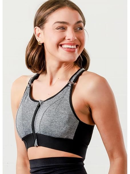 Image of Brachy Women's High-Impact Velcro Sports Bra: Adjustable, Front-Zip for Yoga, Gym & Workout