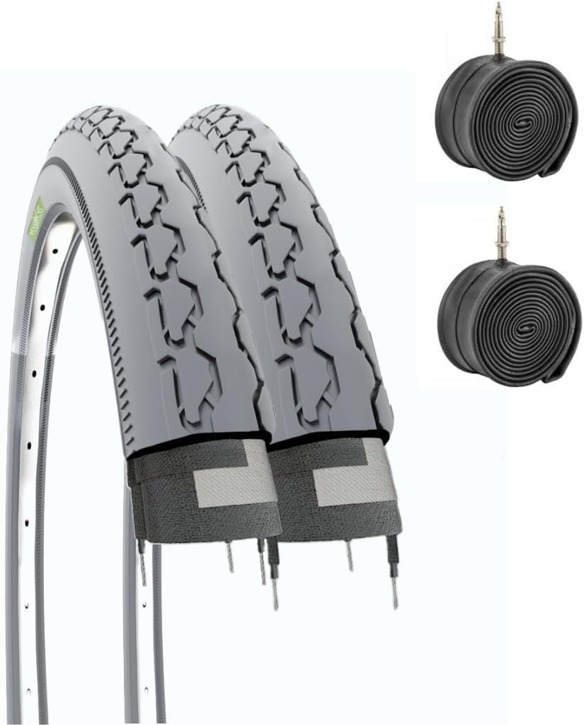 Ecovelo Pair of 2 Wheelchair/Pram Tyres 24 x 1 3/8 (37-540) + Inner Tubes, Grey