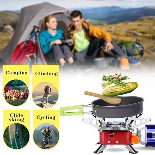 Image of 11-Piece Camping Cookware Mess Kit with Gas Stove, Lightweight Nonstick Pot & Pan Set with Spork, Bowls, Sponge & Travel Bag - Compact Outdoor Cooking Gear for Backpacking, Hiking, Scouts