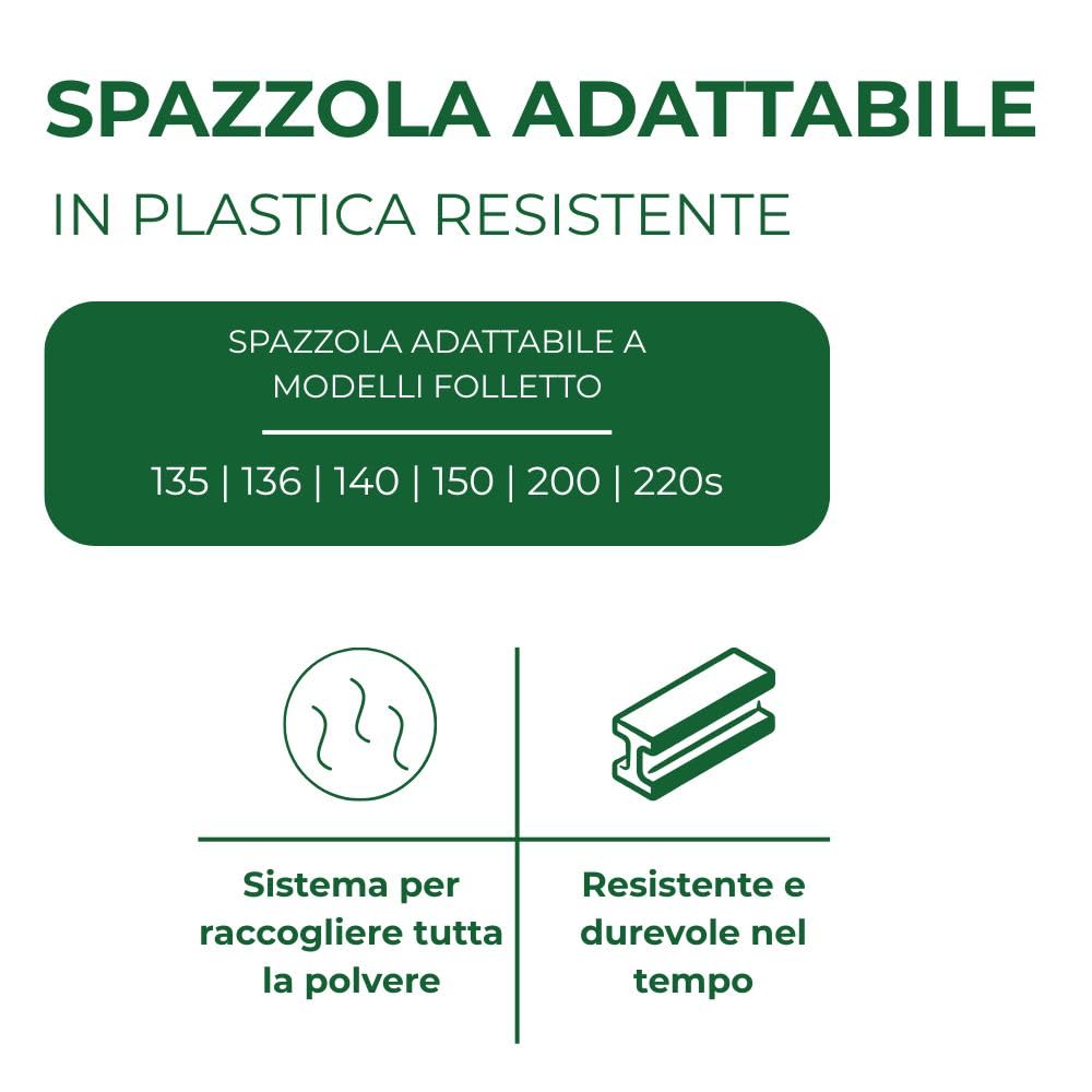DL SERVICE Spazzola Folletto HD 35 Compatibile con Folletto Vk 135 136 140 150 | Ricambio per Aspirapolvere adattabile in Plastica Resistente