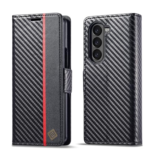 Étui fibre de carbone pour Samsung Galaxy Z Fold 7 housse portefeuille noire